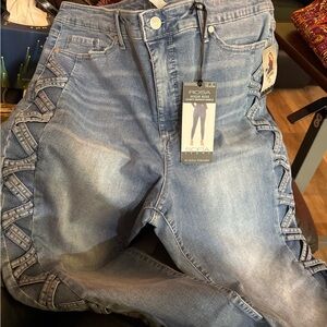 Sofia by Sofia Vergara Blue Skinny Jeans with Lace-Up Detail